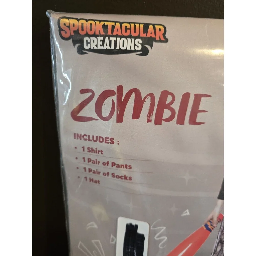 Spooktacular Zombie Baseball Halloween Costume Small 5-7 Years 5 6 7 New C15